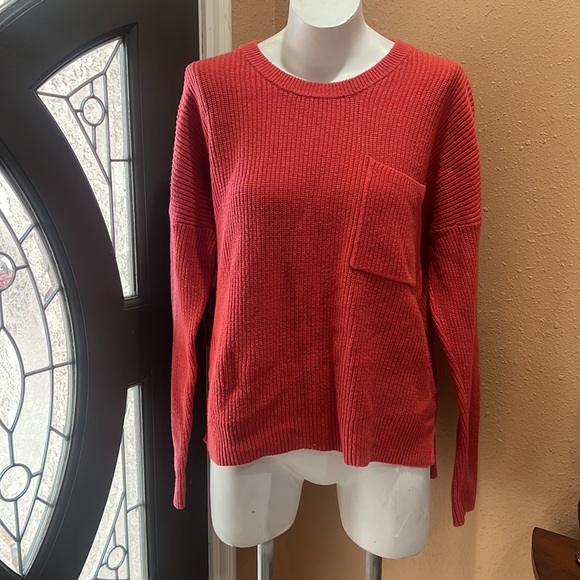 Madewell Thompson Pocket Pullover orange Sweater - Picture 4 of 7
